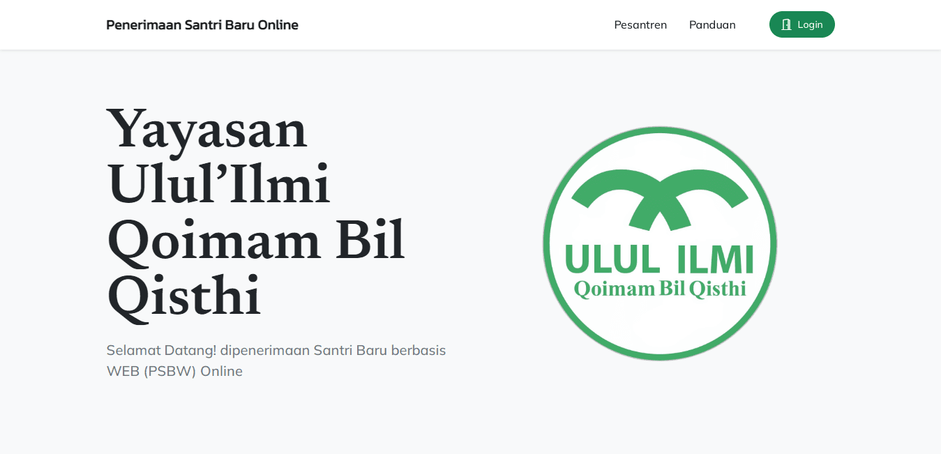 Sistem Penerimaan Santri Baru Online (PSB Online) Yayasan Ulul Ilmi Qoimam Bil Qisthi